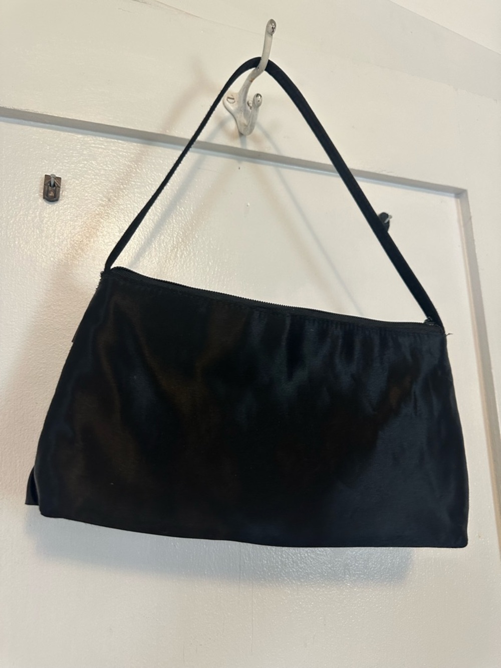Black Ruffled Shoulder Bag - Picture 2 of 3